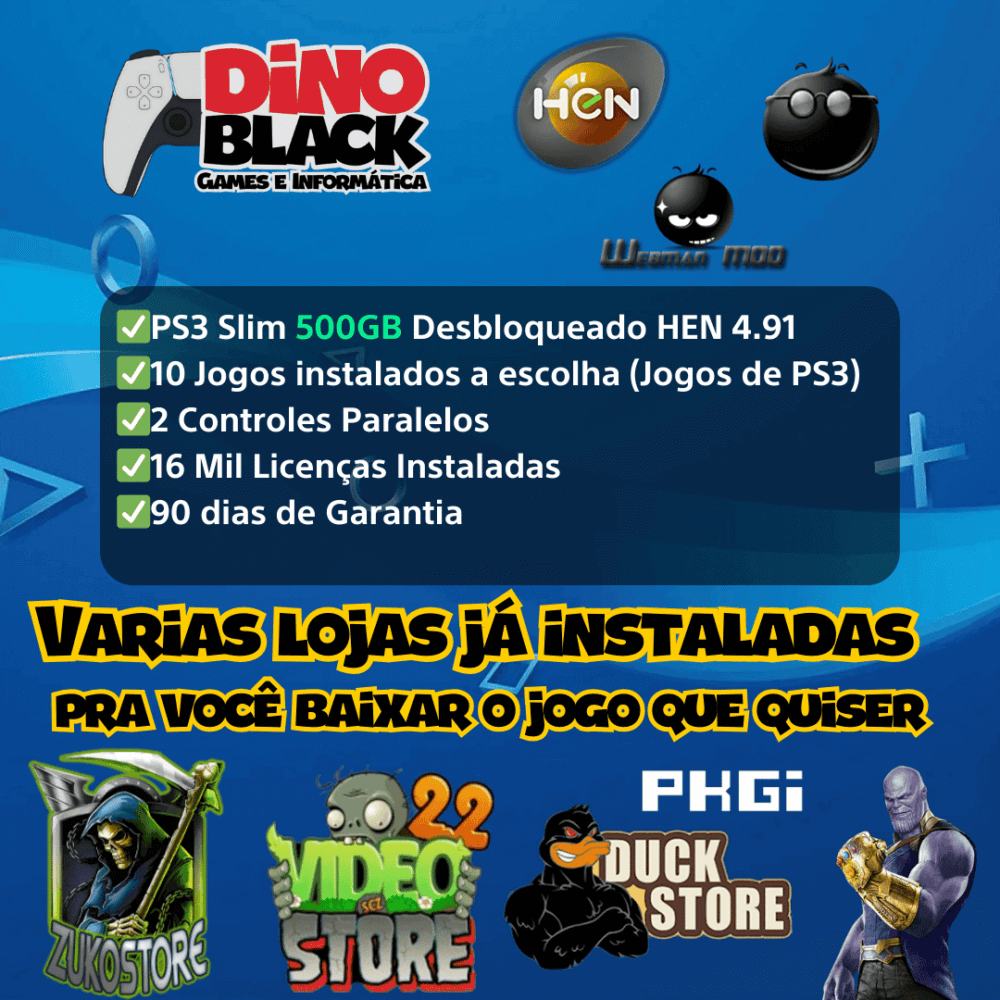 Console PlayStation®3 Slim Desbloqueado HEN 500GB - PS3 Slim 500GB - Imagem 6